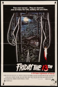5d0409 FRIDAY THE 13th 1sh R1980s great Alex Ebel art, slasher classic, 24 hours of terror!