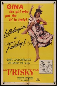 5d0413 FRISKY 1sh 1956 great art and images of sexy Gina Lollobrigida & Vittorio De Sica!