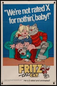5d0414 FRITZ THE CAT 1sh 1972 Ralph Bakshi sex cartoon, he's x-rated and animated, from R. Crumb!
