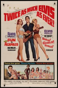 5d0422 FUN IN ACAPULCO/GIRLS GIRLS GIRLS 1sh 1967 Elvis Presley with his guitar & sexy babes!