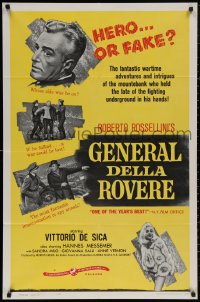 5d0433 GENERAL DELLA ROVERE 1sh 1961 Vittorio De Sica, directed by Robert Rossellini, yellow design!
