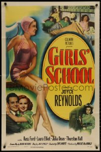 5d0453 GIRLS' SCHOOL 1sh 1950 full-length image of sexy bad girl swimmer Joyce Reynolds and cast!