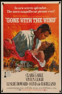 5d0463 GONE WITH THE WIND 1sh R1970 Terpning art of Gable carrying Leigh over burning Atlanta!