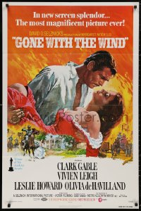5d0464 GONE WITH THE WIND 1sh R1974 Howard Terpning art of Gable carrying Leigh over burning Atlanta!