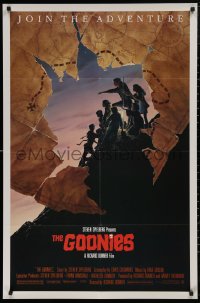 5d0468 GOONIES 1sh 1985 Josh Brolin, teen adventure classic, cool treasure map art by John Alvin!