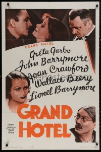 5d0473 GRAND HOTEL 1sh R1962 Greta Garbo, John & Lionel Barrymore, Joan Crawford, Wallace Beery!