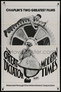 5d0478 GREAT DICTATOR/MODERN TIMES 1sh 1980s Charlie Chaplin double-feature, cool classic images!