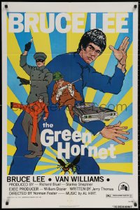 5d0482 GREEN HORNET 1sh 1974 cool art of Van Williams & giant Bruce Lee as Kato with white title!