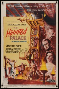 5d0499 HAUNTED PALACE 1sh 1963 Vincent Price, Lon Chaney, Edgar Allan Poe, cool horror art!