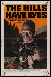 5d0521 HILLS HAVE EYES 1sh 1978 Wes Craven, classic creepy image of sub-human Michael Berryman!