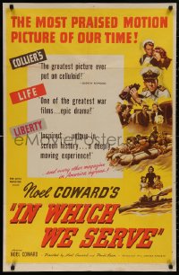 5d0555 IN WHICH WE SERVE 1sh 1943 directed by Noel Coward & David Lean, English World War II epic!