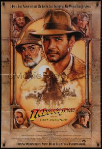 5d0559 INDIANA JONES & THE LAST CRUSADE int'l advance 1sh 1989 art of Ford & Connery by Drew!