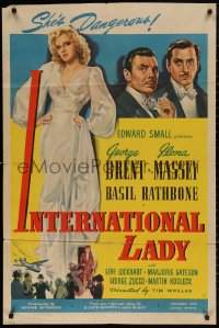 5d0566 INTERNATIONAL LADY 1sh 1941 George Brent, Basil Rathbone, sexy Ilona Massey is dangerous!