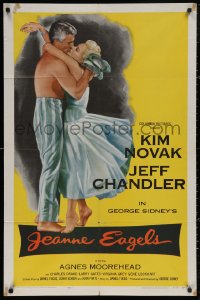 5d0585 JEANNE EAGELS 1sh 1957 best romantic artwork of Kim Novak & Jeff Chandler kissing!