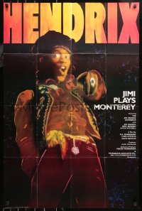 5d0589 JIMI PLAYS MONTEREY 1sh 1986 great art of Hendrix by Adrianna Skaab Wildman & Dennis Woloch!