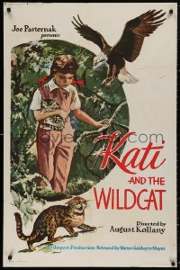 5d0603 KATI & THE WILDCAT 1sh 1960s great art from August Kollany directed wilderness adventure!
