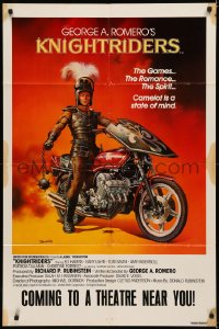5d0631 KNIGHTRIDERS advance 1sh 1981 George A. Romero, Boris art of Ed Harris on medieval motorcycle!