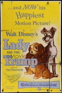 5d0636 LADY & THE TRAMP 1sh 1955 Disney classic cartoon, great images of the top dog cast!