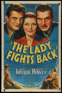 5d0639 LADY FIGHTS BACK 1sh 1937 cool art of Kent Taylor, Irene Hervey & William Lundigan!