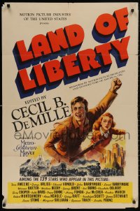 5d0642 LAND OF LIBERTY 1sh 1940 Cecil B. DeMille's patriotic epic of U.S. history w/139 famed stars!