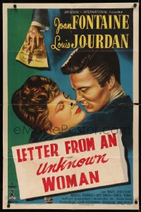 5d0658 LETTER FROM AN UNKNOWN WOMAN Spanish/US 1sh 1948 art of Joan Fontaine & Louis Jourdan!