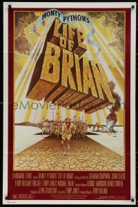 5d0661 LIFE OF BRIAN 1sh 1979 Monty Python, great wacky artwork of Chapman running from mob!