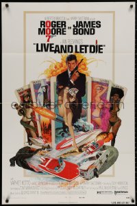 5d0669 LIVE & LET DIE West Hemi 1sh 1973 Robert McGinnis art of Roger Moore as James Bond!