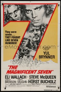 5d0706 MAGNIFICENT SEVEN int'l 1sh R1980 Yul Brynner, Steve McQueen, John Sturges' 7 Samurai western!
