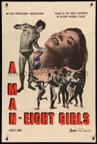 5d0711 MAN - EIGHT GIRLS 1sh 1968 completely bizarre images of dancing guy & topless girls!