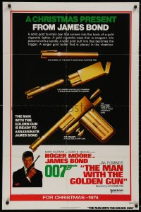 5d0719 MAN WITH THE GOLDEN GUN int'l advance 1sh 1974 a Christmas present from James Bond, McGinnis!