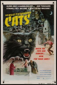 5d0821 NIGHT OF A THOUSAND CATS 1sh 1974 Anjanette Comer, Zulma Faiad, cool horror art!