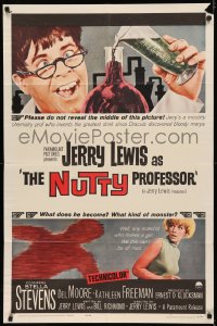 5d0831 NUTTY PROFESSOR 1sh 1963 wacky scientist Jerry Lewis, sexy Stella Stevens!
