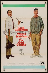 5d0836 ODD COUPLE 1sh 1968 art of best friends Walter Matthau & Jack Lemmon by Robert McGinnis!