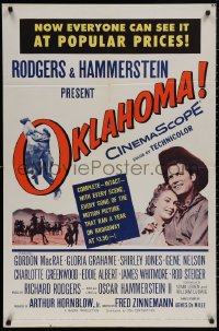 5d0841 OKLAHOMA 1sh R1963 Gordon MacRae, Shirley Jones, Rodgers & Hammerstein musical!