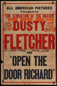 5d0857 OPEN THE DOOR RICHARD Globe Poster Corp. 1sh 1945 the sensation of the nation Dusty Fletcher!