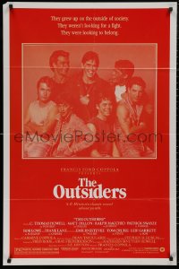5d0863 OUTSIDERS 1sh 1982 Coppola, Howell, Dillon, Macchio & top cast, one color only, ultra rare!