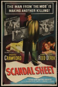5d0989 SCANDAL SHEET 1sh 1952 Sam Fuller, Crawford, blackmail, love nesters, kiss & tell killers!