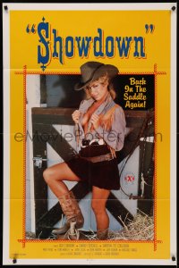 5d1015 SHOWDOWN 1sh 1986 sexy cowgirl Gina Carrera is back in the saddle again!