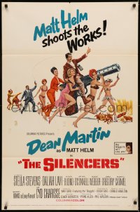 5d1017 SILENCERS 1sh 1966 outrageous sexy phallic art of Dean Martin & Slaygirls by Brian Bysouth!