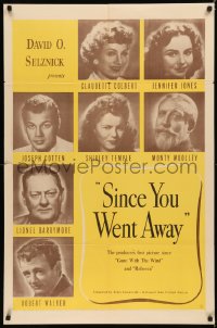 5d1022 SINCE YOU WENT AWAY 1sh 1944 Claudette Colbert, Jennifer Jones, Shirley Temple & more!