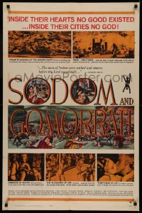 5d1037 SODOM & GOMORRAH 1sh 1963 Robert Aldrich, Pier Angeli, wild art of sinful cities!