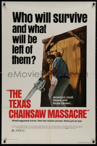 5d1123 TEXAS CHAINSAW MASSACRE 1sh R1980 Tobe Hooper cult classic slasher horror, who will survive!