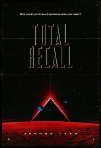 5d1163 TOTAL RECALL teaser 1sh 1990 Schwarzenegger, how would you know if someone stole your mind?