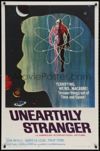 5d1174 UNEARTHLY STRANGER 1sh 1964 cool art of weird macabre unseen thing out of time & space!