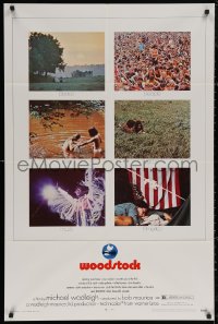 5d1244 WOODSTOCK 1sh 1970 classic rock & roll concert, great Arnold Skolnick art above title!