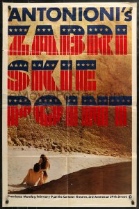 5d1257 ZABRISKIE POINT 1sh 1970 Death Valley, Antonioni, ultra rare NYC Coronet Theatre premiere!