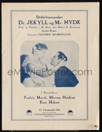 5f0256 DR. JEKYLL & MR. HYDE Danish program 1932 Fredric March, Miriam Hopkins, different images!