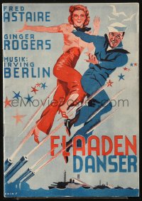 5f0264 FOLLOW THE FLEET Danish program 1936 Erik Frederiksen art of Astaire & Rogers, Irving Berlin!