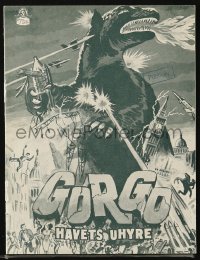 5f0269 GORGO Danish program 1962 great artwork of giant monster terrorizing city + different photos!