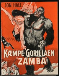 5f0332 ZAMBA Danish program 1950 completely different Wenzel art of giant African ape & sexy babe!
